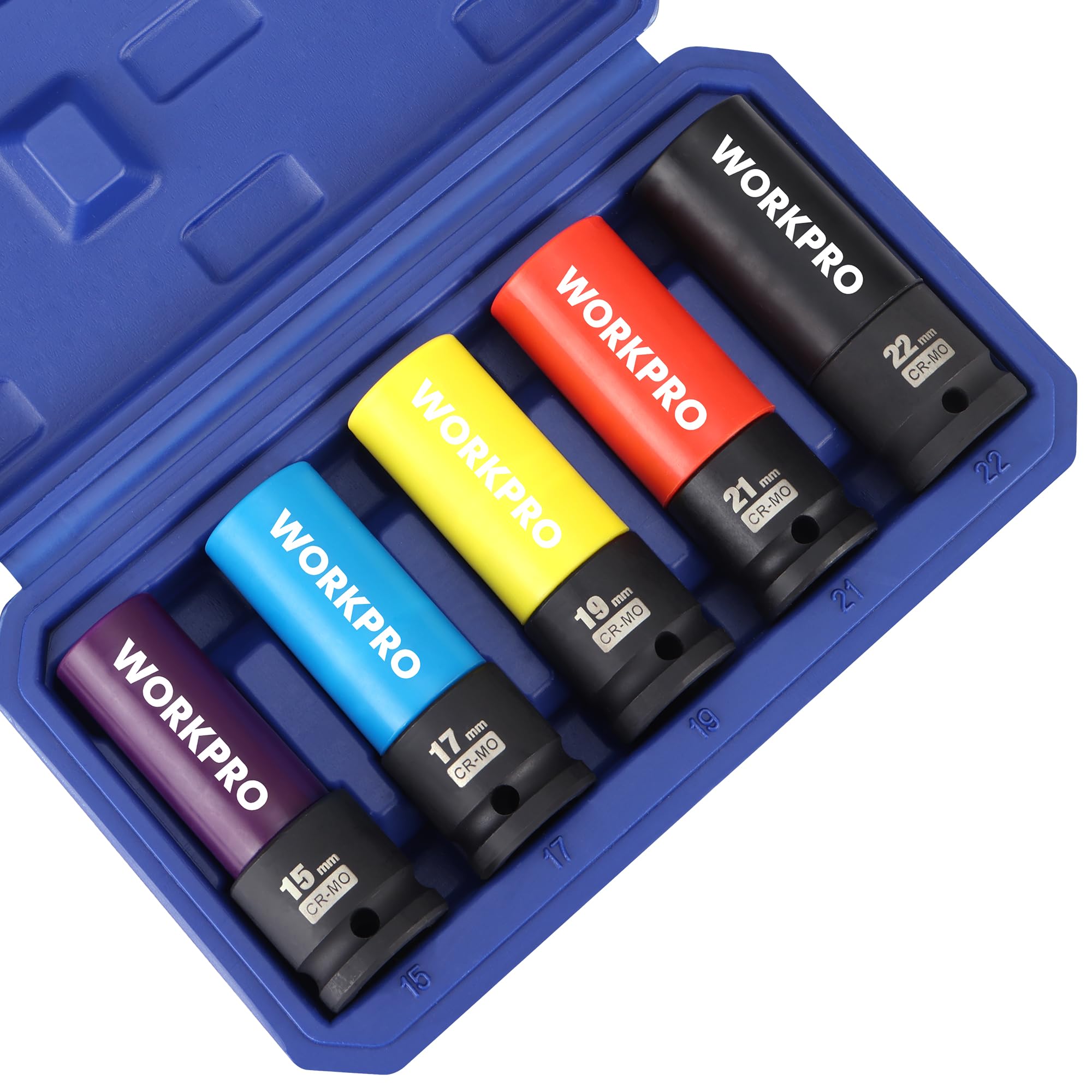 WORKPRO lug nut socket set 15mm with non-marring design protects rims during removal