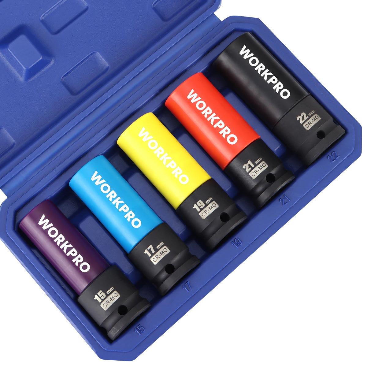 WORKPRO lug nut socket set 15mm with non-marring design protects rims during removal