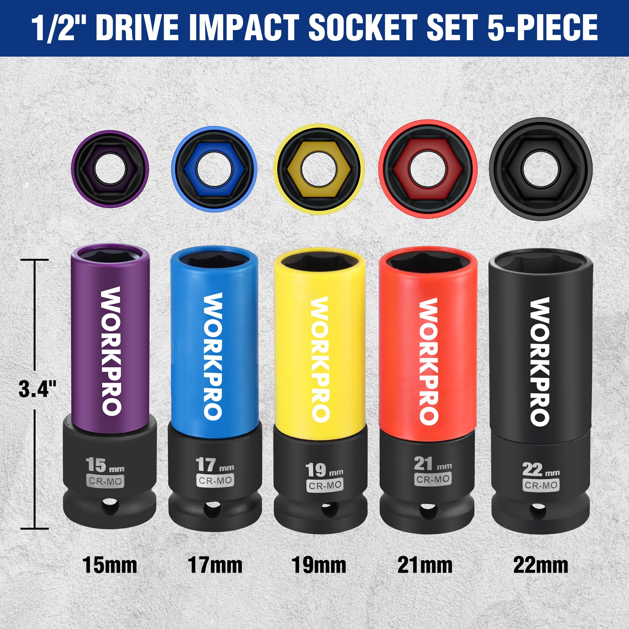 WORKPRO 19mm socket keeps lug nuts safe from damage during torque