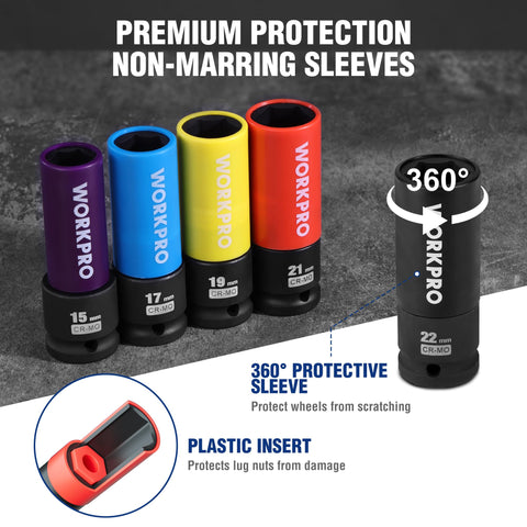 WORKPRO 21mm socket ensures precise fit for mid-size wheels