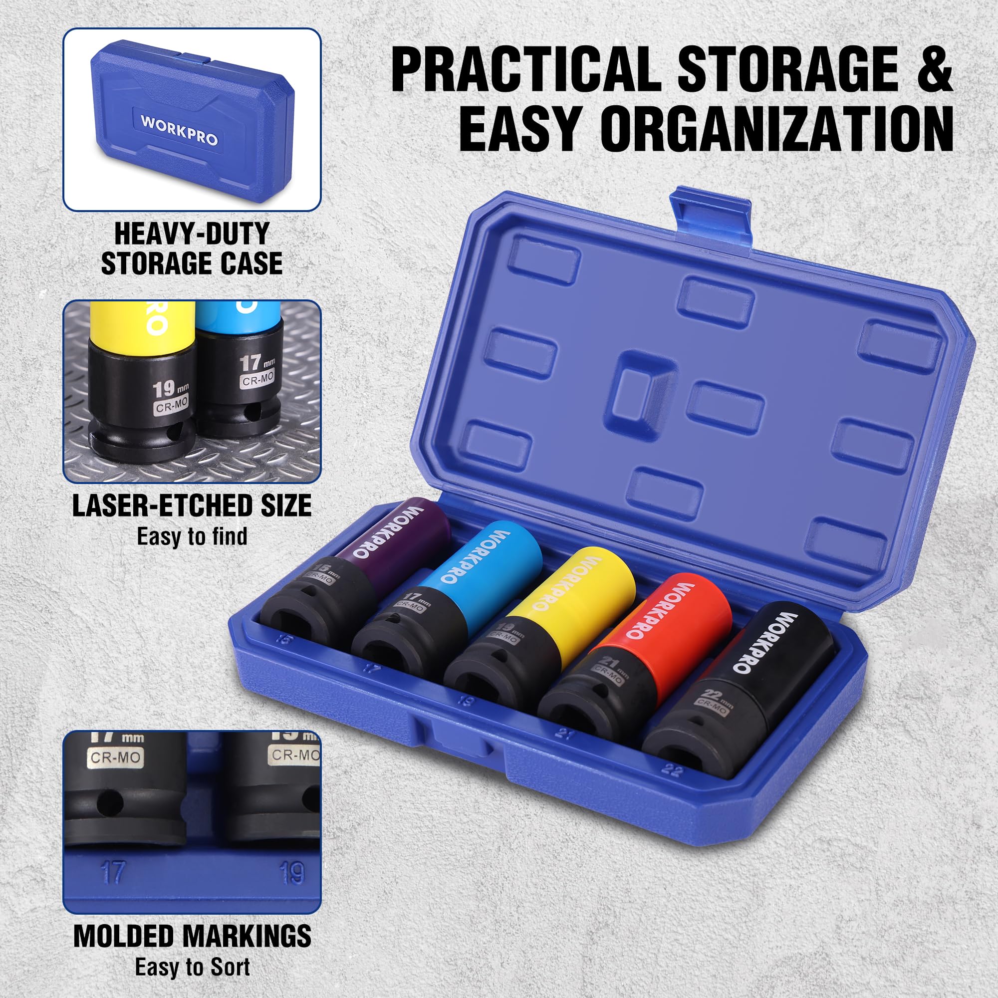 WORKPRO color-coded sleeves aid fast selection and reduce mistakes