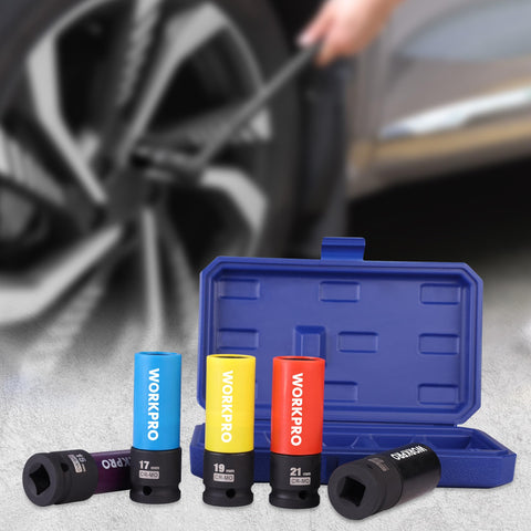 WORKPRO portable storage case keeps sockets organized for quick roadside changes