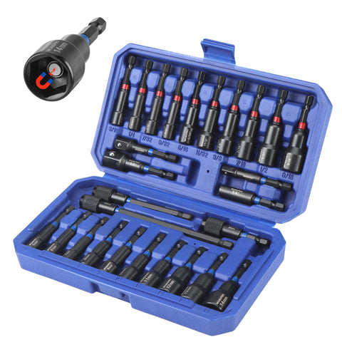 WORKPRO magnetic nut driver set collection with color codes for quick selection.