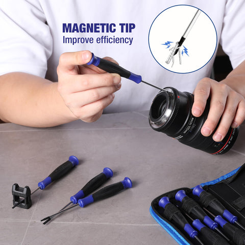 WORKPRO magnetic tips securely hold fasteners during delicate small-screw jobs.