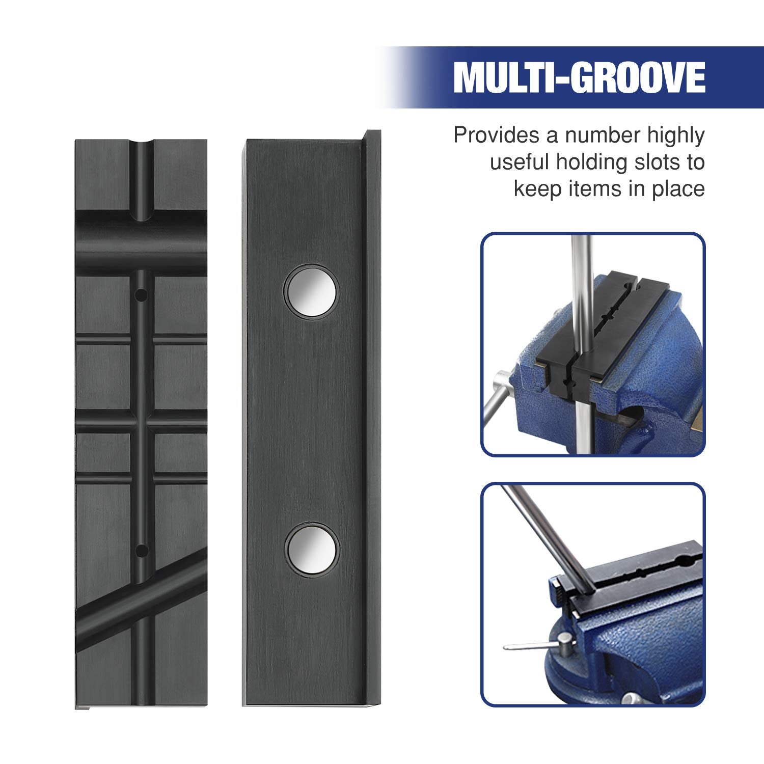 WORKPRO magnetic vise jaw pads stay in place for steady clamping