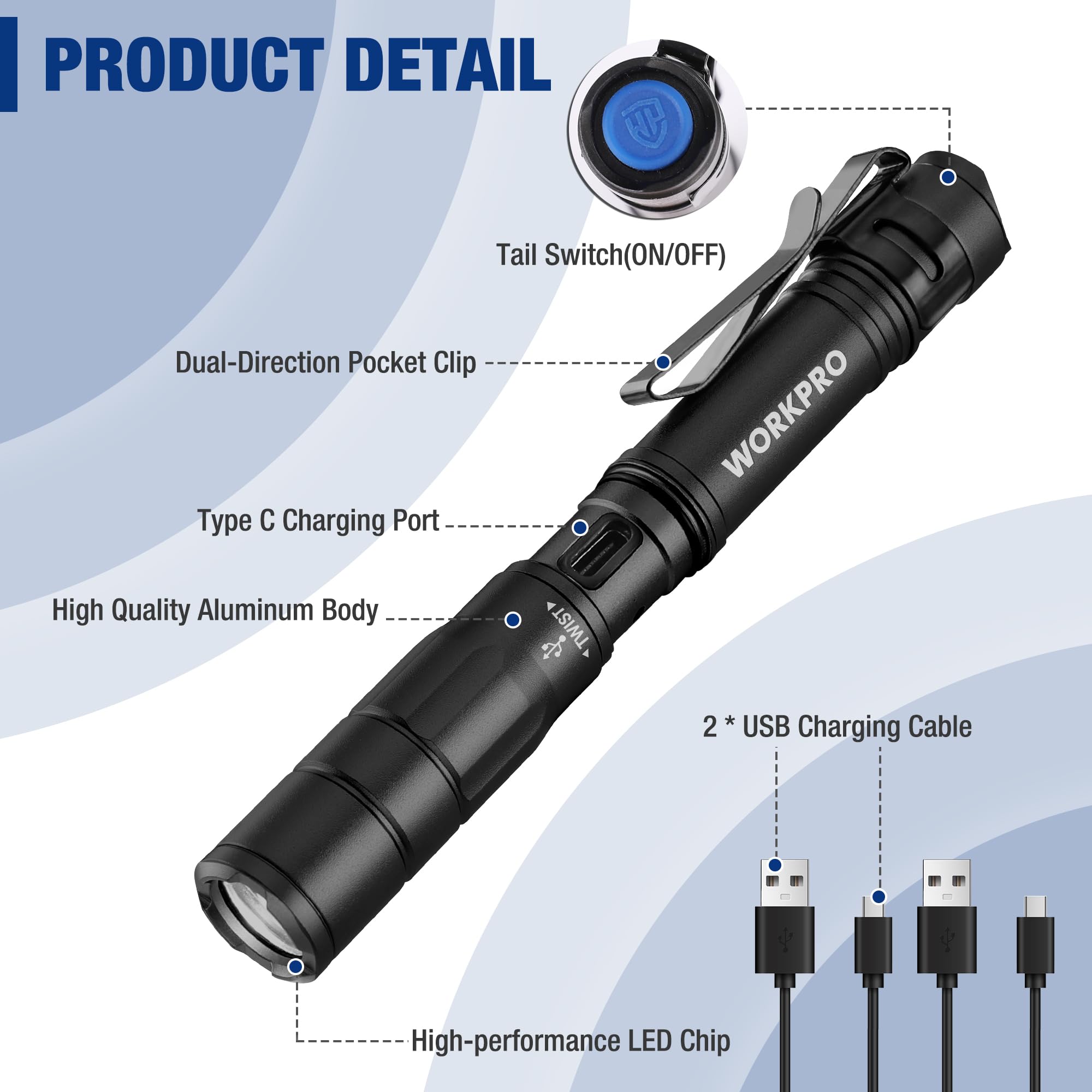 WORKPRO memory function recalls the last lighting mode