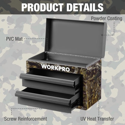 WORKPRO metal toolbox cold-rolled steel construction offers durable, lasting use.