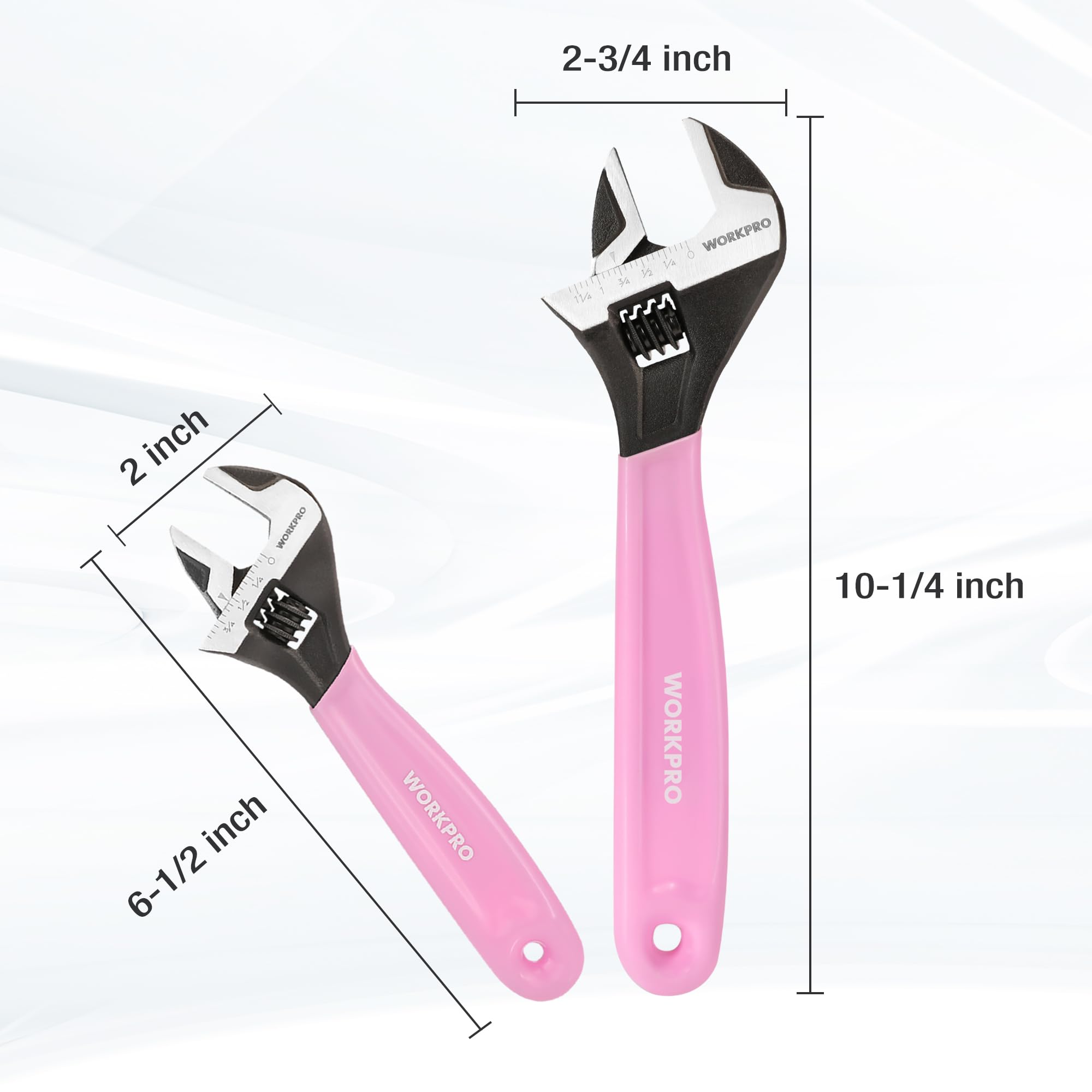 WORKPRO metric and SAE scales help set jaws precisely.