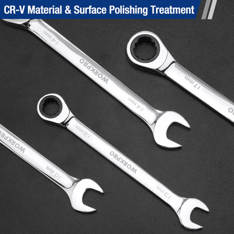 WORKPRO metric wrenches 8-17mm cover most jobs efficiently.