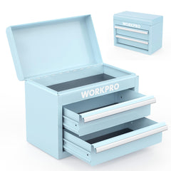 WORKPRO mini metal tool box with two drawers in macaron color for organized storage