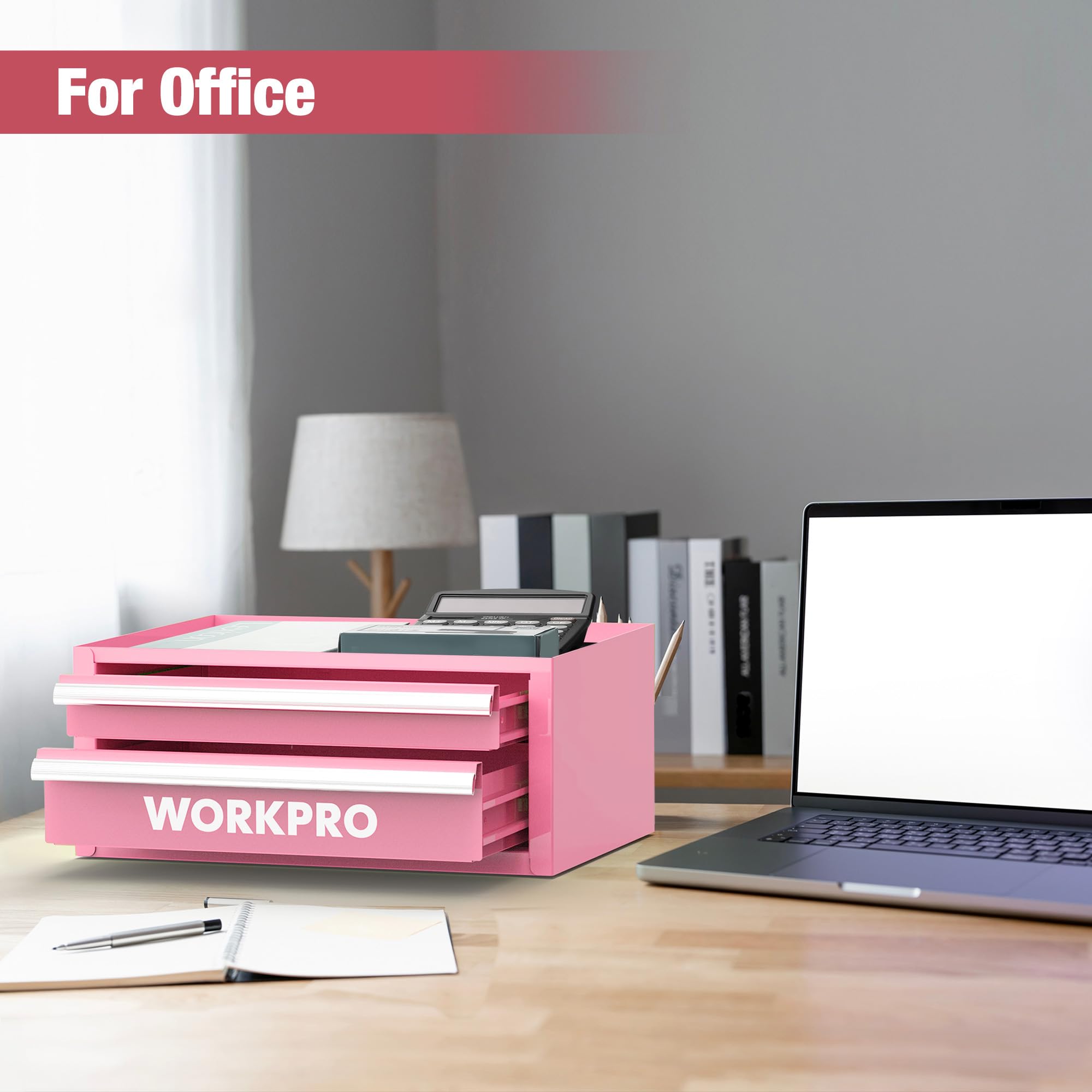 WORKPRO cosmetics and jewelry storage option in a mini toolbox