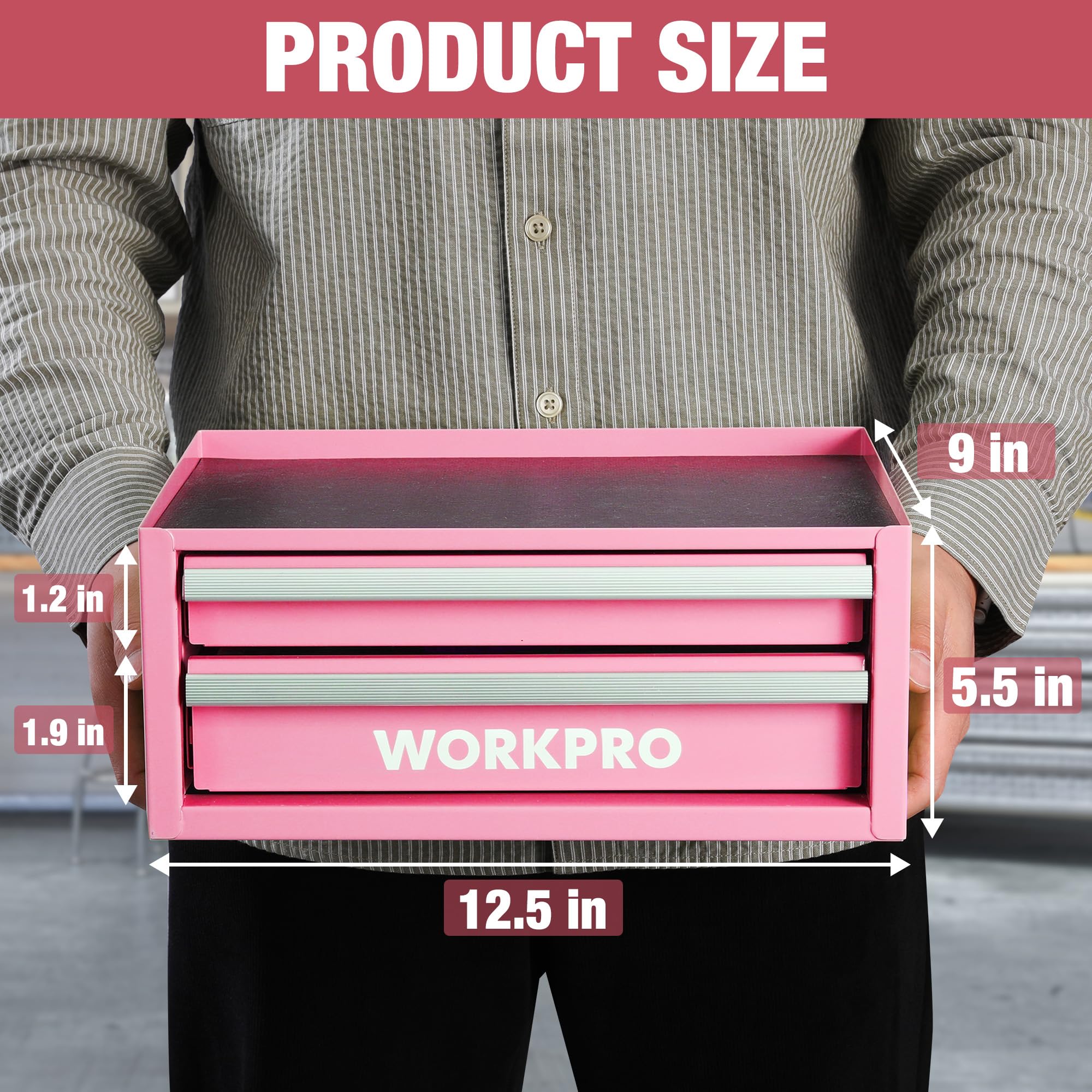 WORKPRO mini tool box two-drawer design for organized storage
