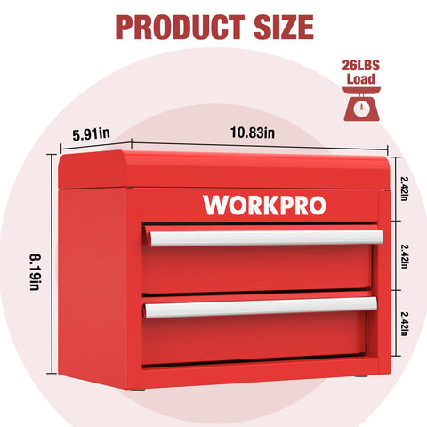 WORKPRO mini toolbox with magnetic closures for secure drawer lids