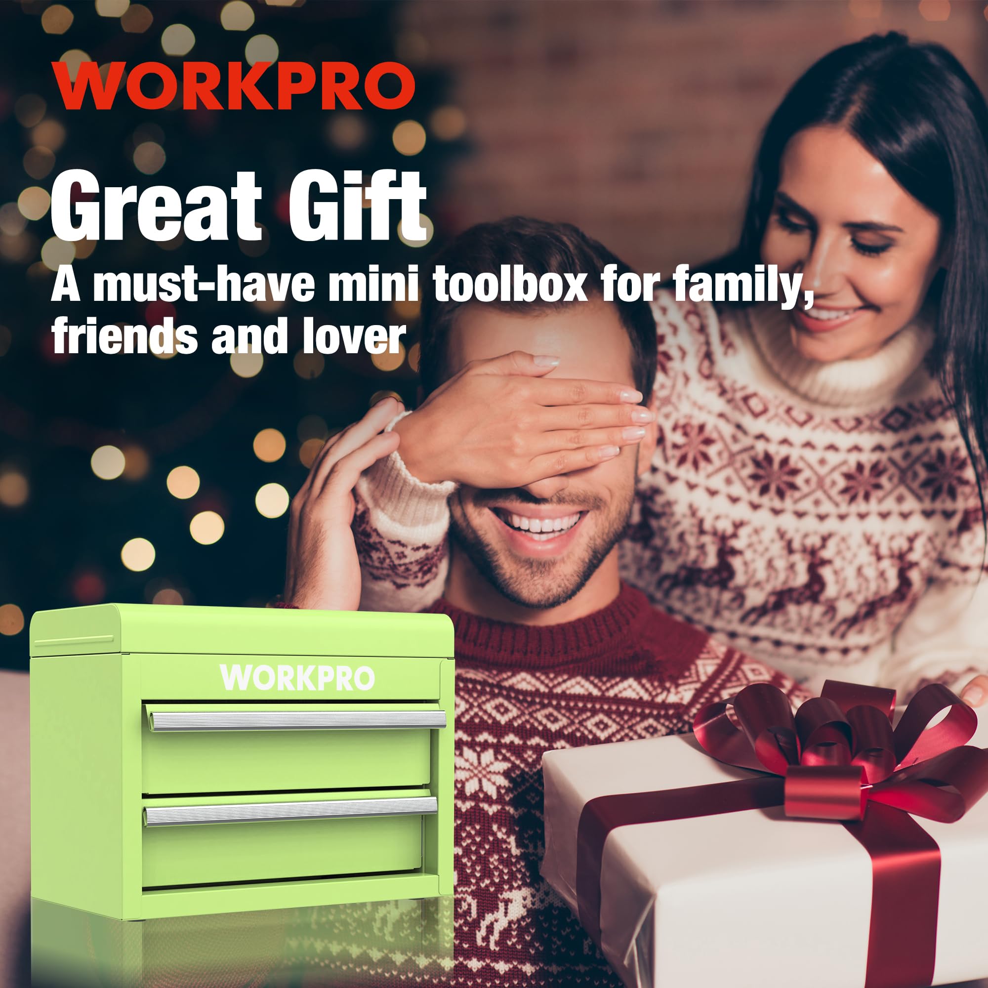 WORKPRO mini toolbox macaron color brightens the workspace while organizing.