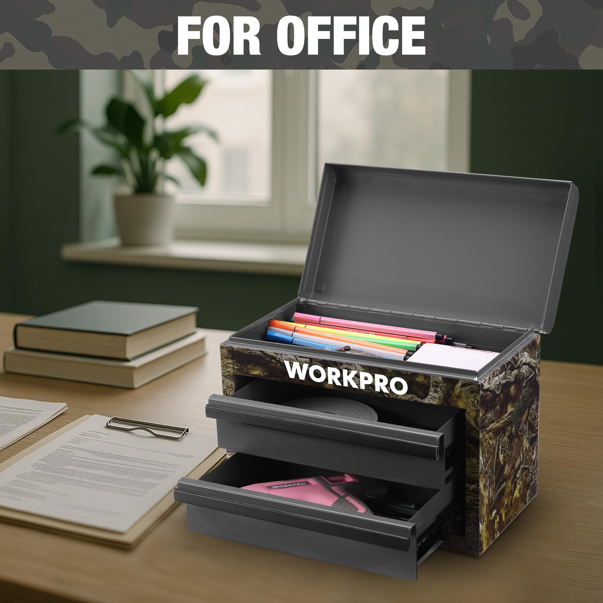 WORKPRO compact box features reinforced bottom for higher load stability.