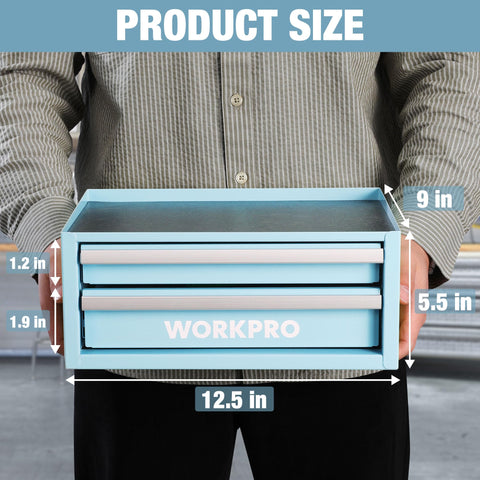 WORKPRO mini toolbox open top storage keeps larger tools accessible