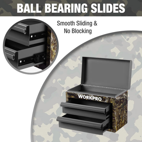 WORKPRO mini toolbox PVC liners secure tools while reducing rattling.