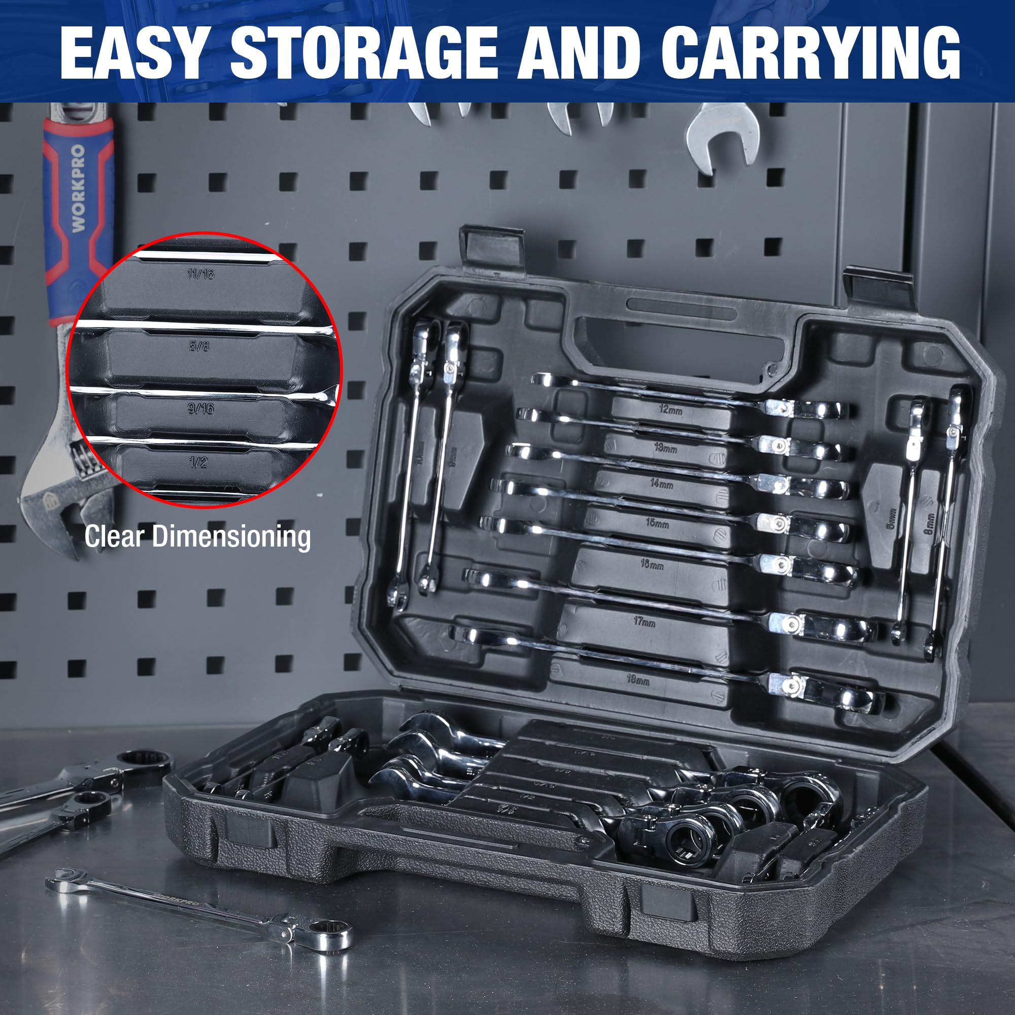 WORKPRO wrenches feature a mirror-polish finish for durability and corrosion resistance.