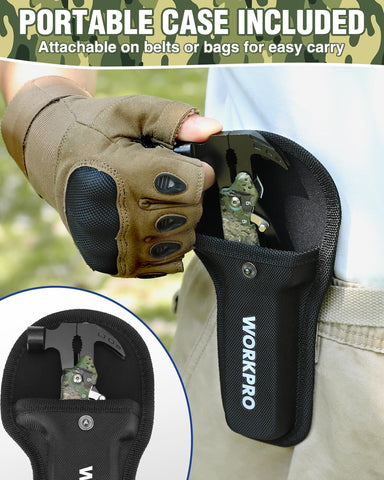 WORKPRO multitool with safety lock securing the hammer and blade