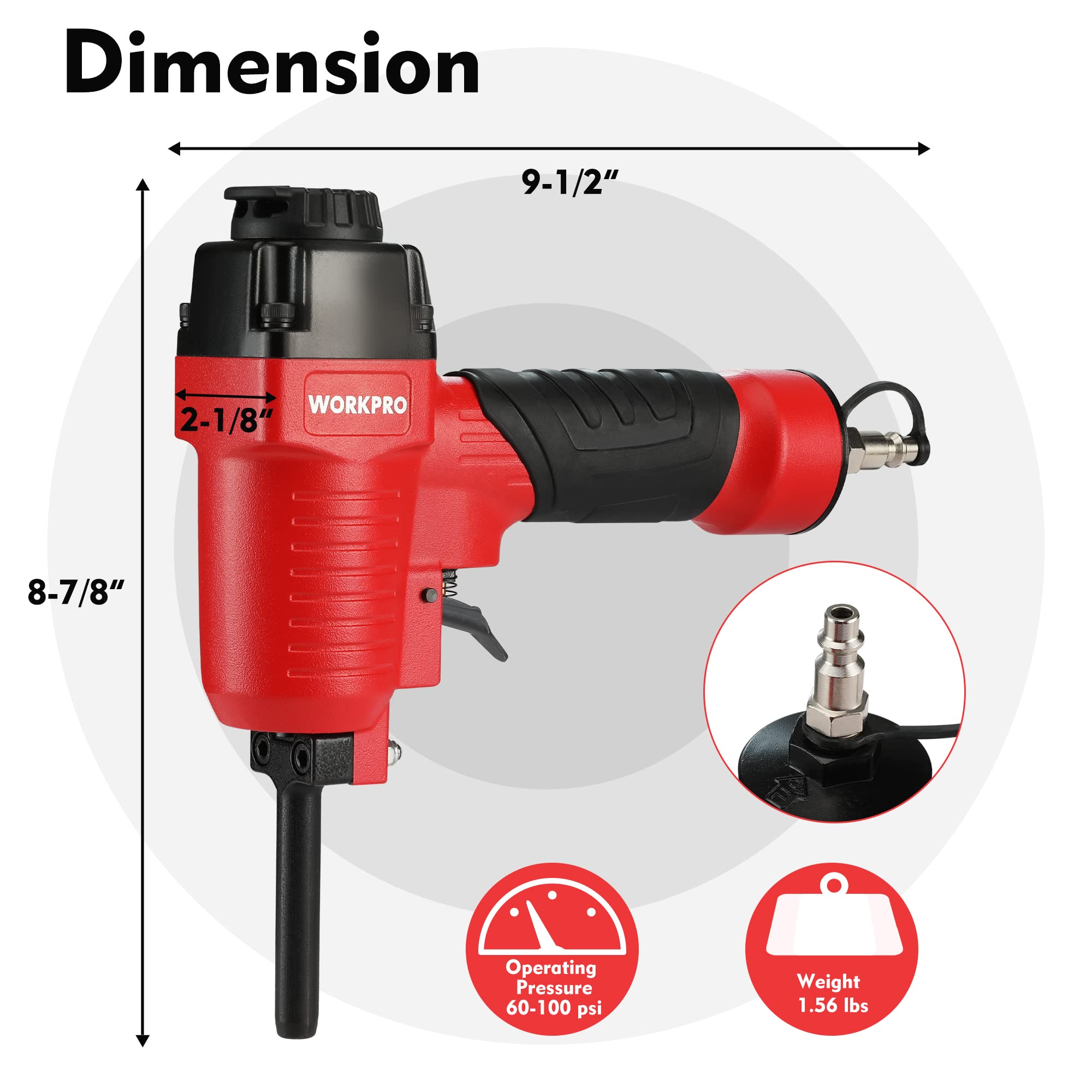 WORKPRO nail remover swivel exhaust directs airflow for safer operation