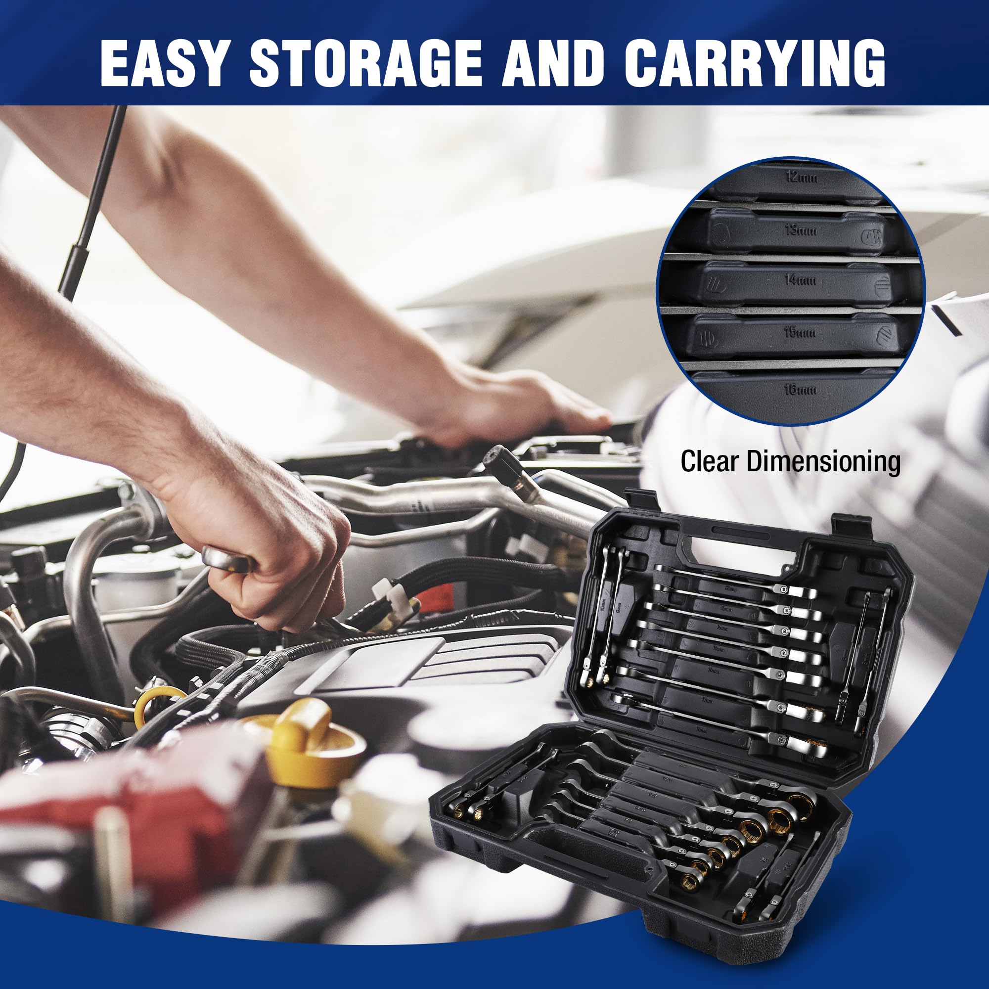 WORKPRO nickel-plated wrenches provide anti-rust protection