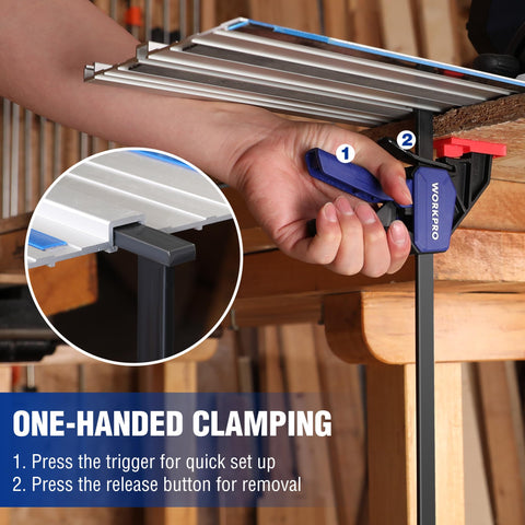 WORKPRO non-marring pad protects the workpiece while clamping.