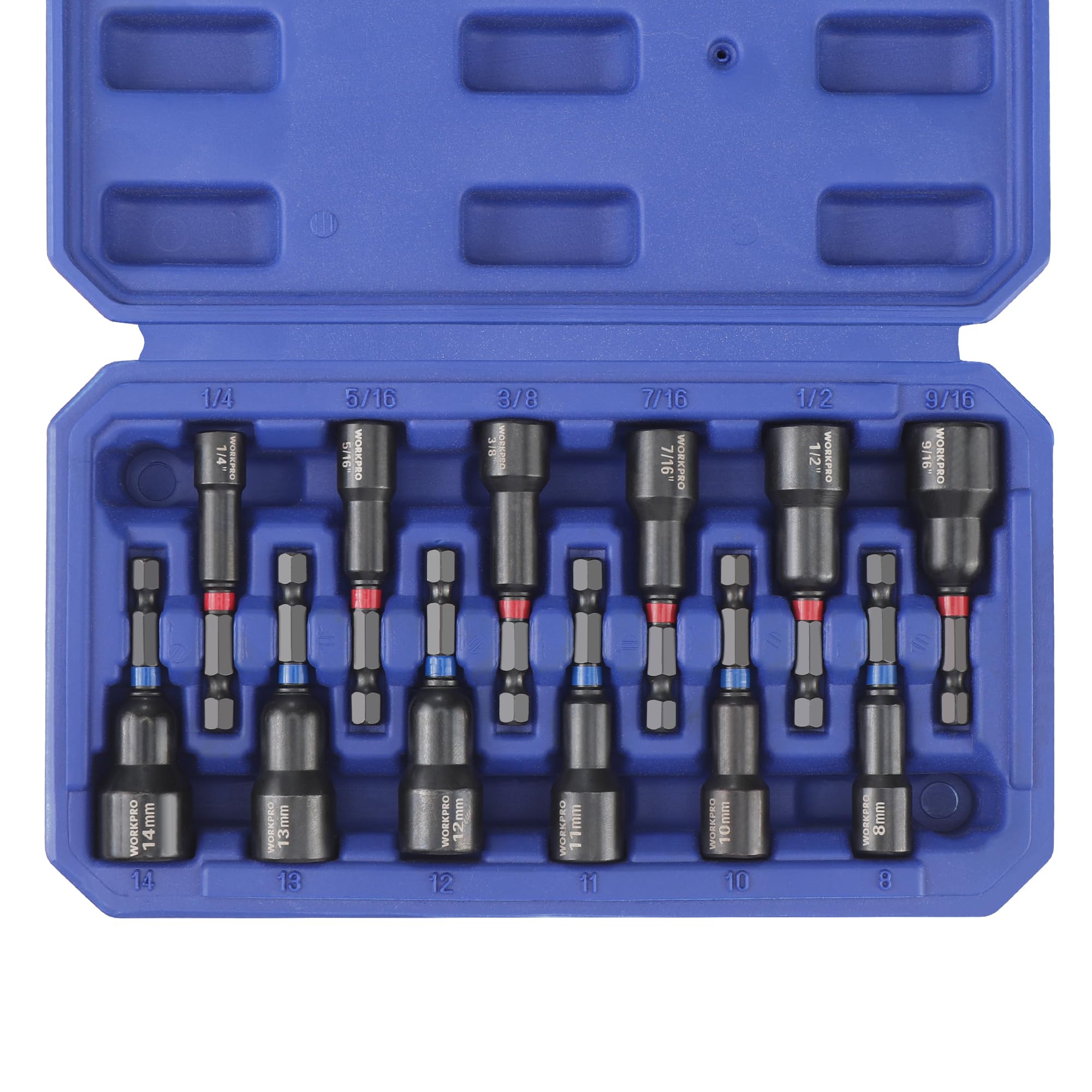 WorkPRO magnetic nut driver set organized in a compact case.