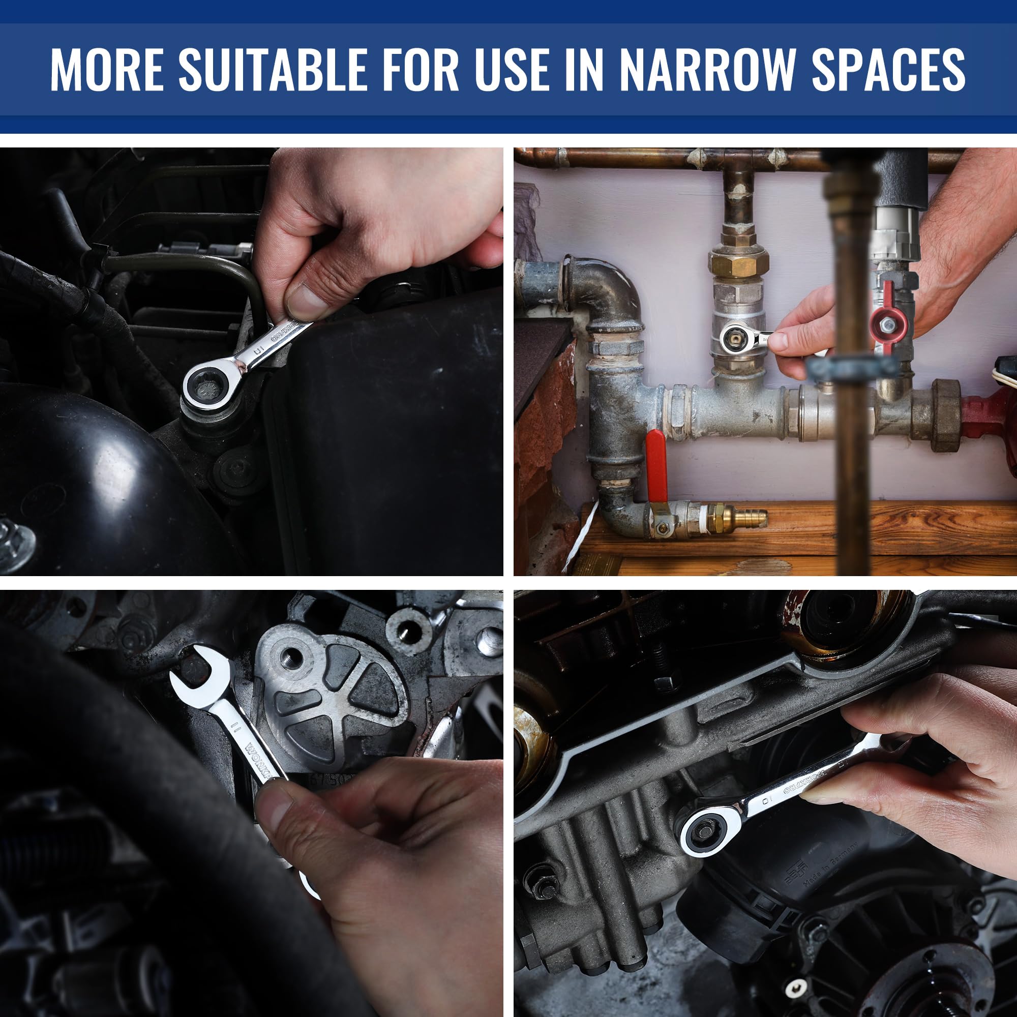 Sturdy blow-molded organizer keeping all wrenches in place