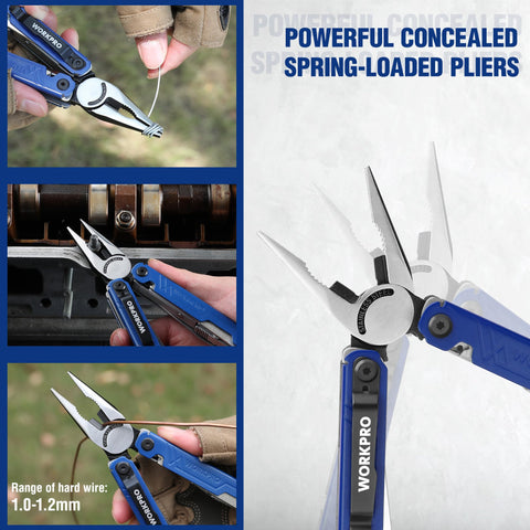 WORKPRO outdoor-ready multitool ideal for camping and hikes