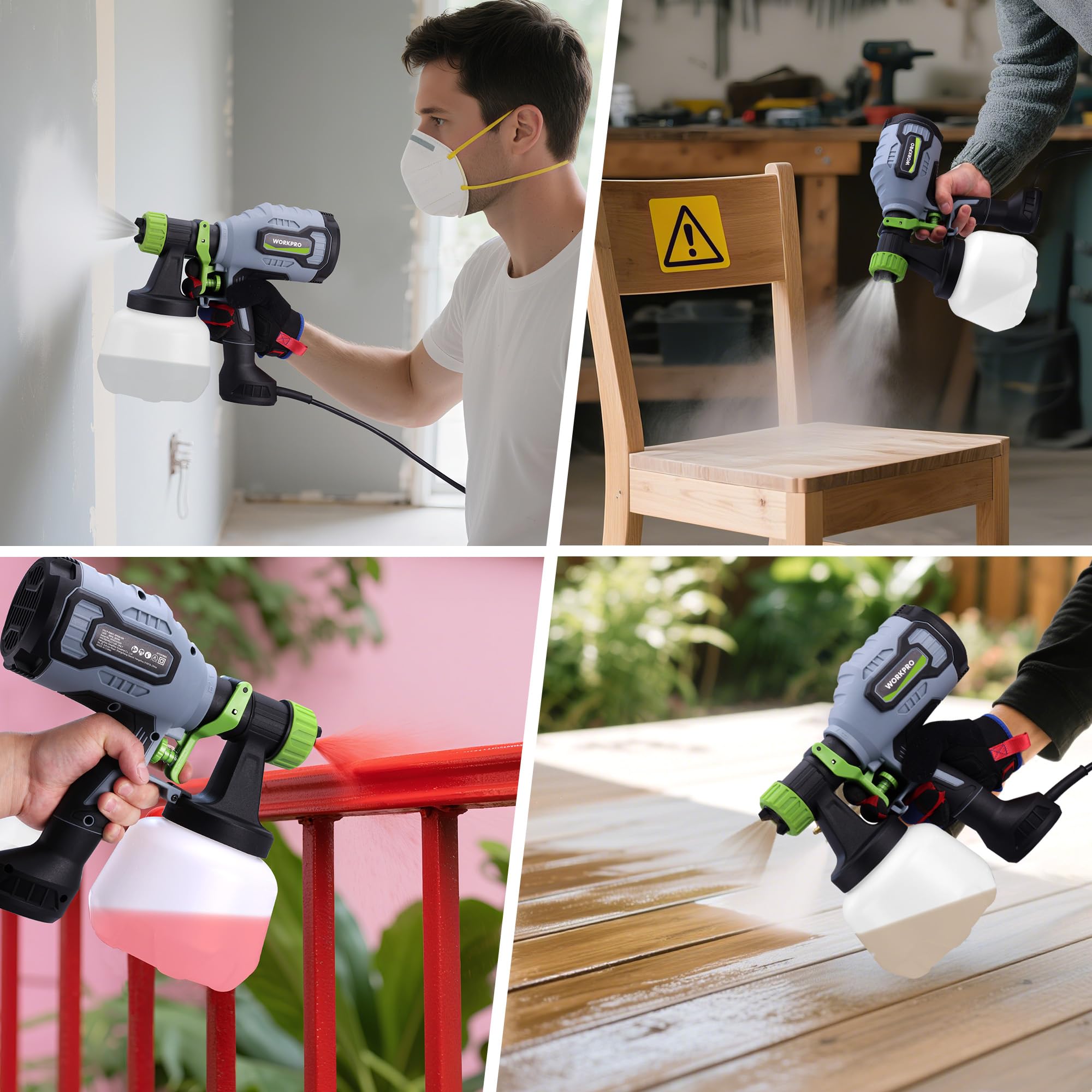 WorkPro paint sprayer cleaning kit included for easy maintenance.