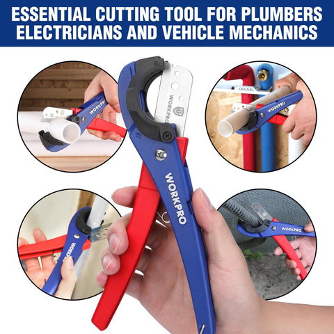 WORKPRO PEX Cutter in a home plumbing project setup