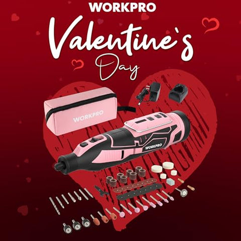 WORKPRO Pink 114-accessories pack enables fast material prep and detail work.