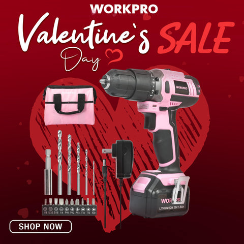 WORKPRO pink 20V battery removable for quick swap during projects