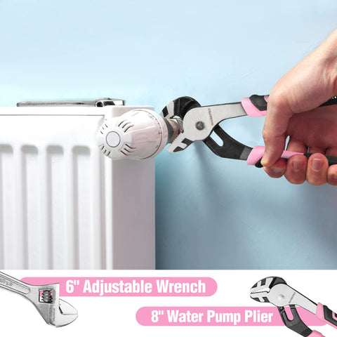 WORKPRO pink adjustable wrench for versatile tightening tasks.