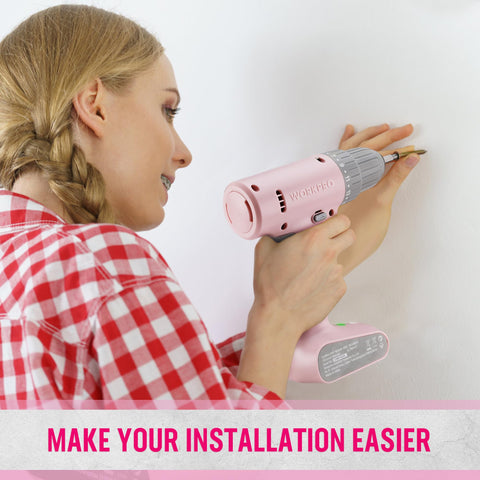 WORKPRO pink cordless drill compact and portable for on-the-go DIY