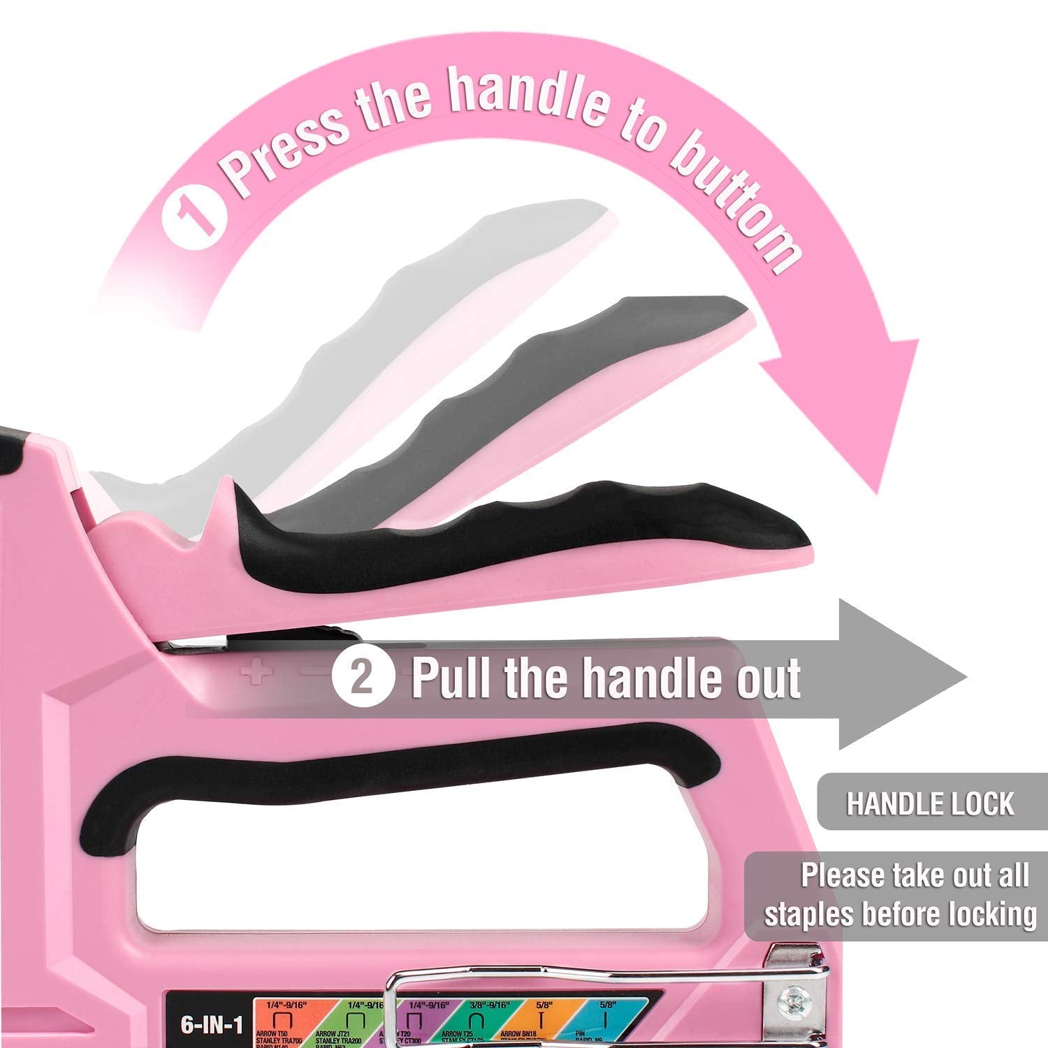 WORKPRO pink-staple-gun includes 4000 staples for immediate use.