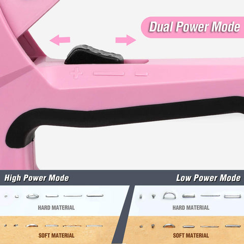 WORKPRO pink-staple-gun ergonomic grip reduces hand fatigue.