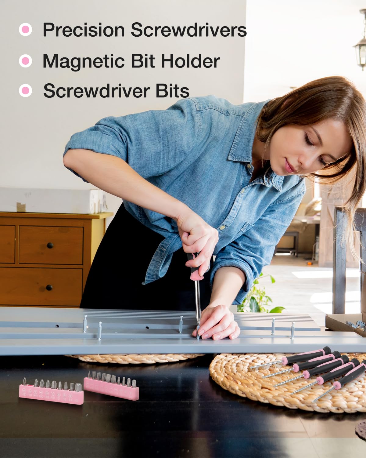 WORKPRO Pink Cable Ties for quick cable management.