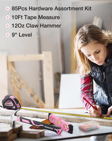 WORKPRO Pink Wrenches for turning nuts and bolts with ease.