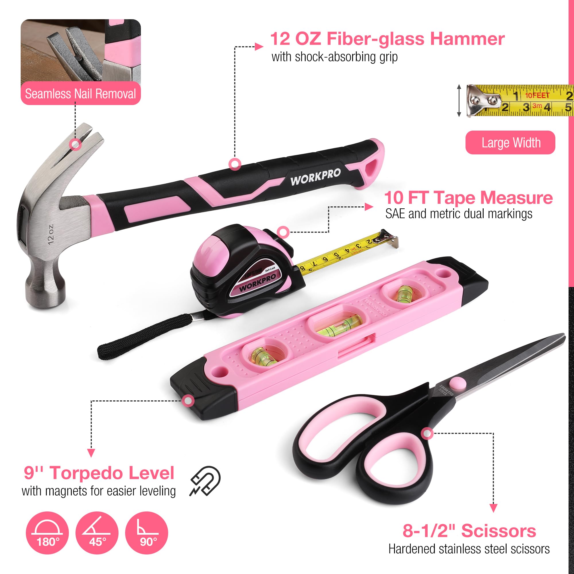 WORKPRO pink screwdrivers ready for versatile fastening tasks