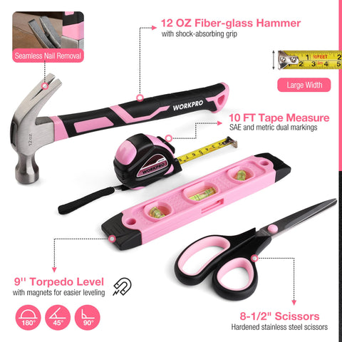 WORKPRO pink screwdrivers ready for versatile fastening tasks