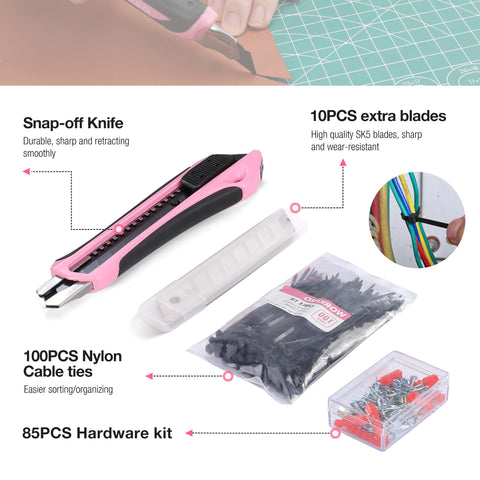 WORKPRO Pink Tool Set molded compartments keep tools neatly organized and accessible
