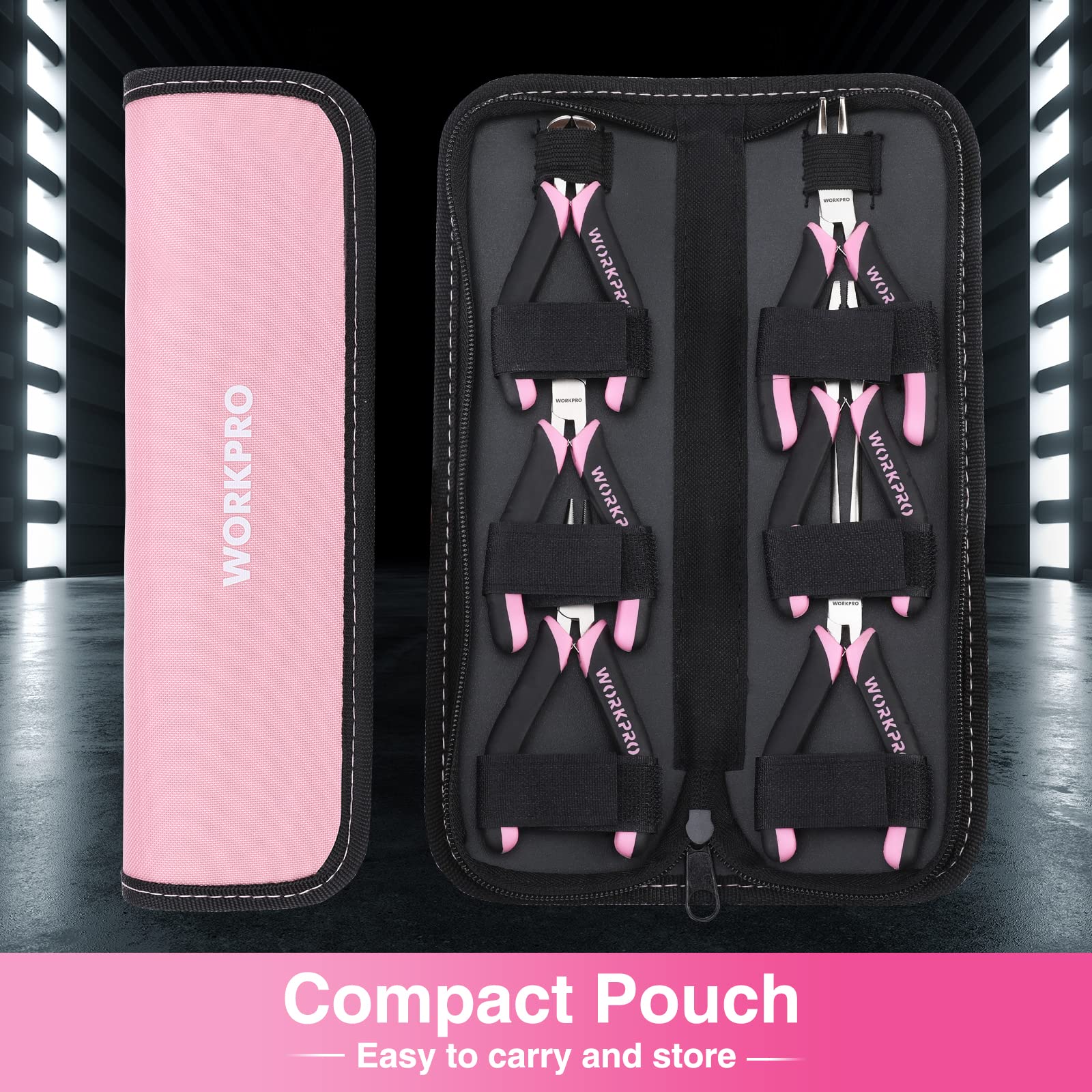 WORKPRO pliers in carrying pouch for organized setup