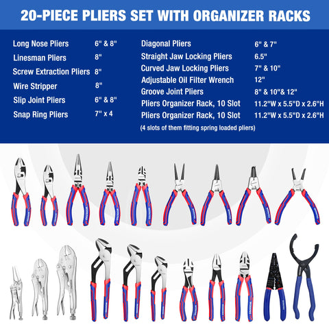 WORKPRO organizer racks demonstrate compact drawer storage for pliers