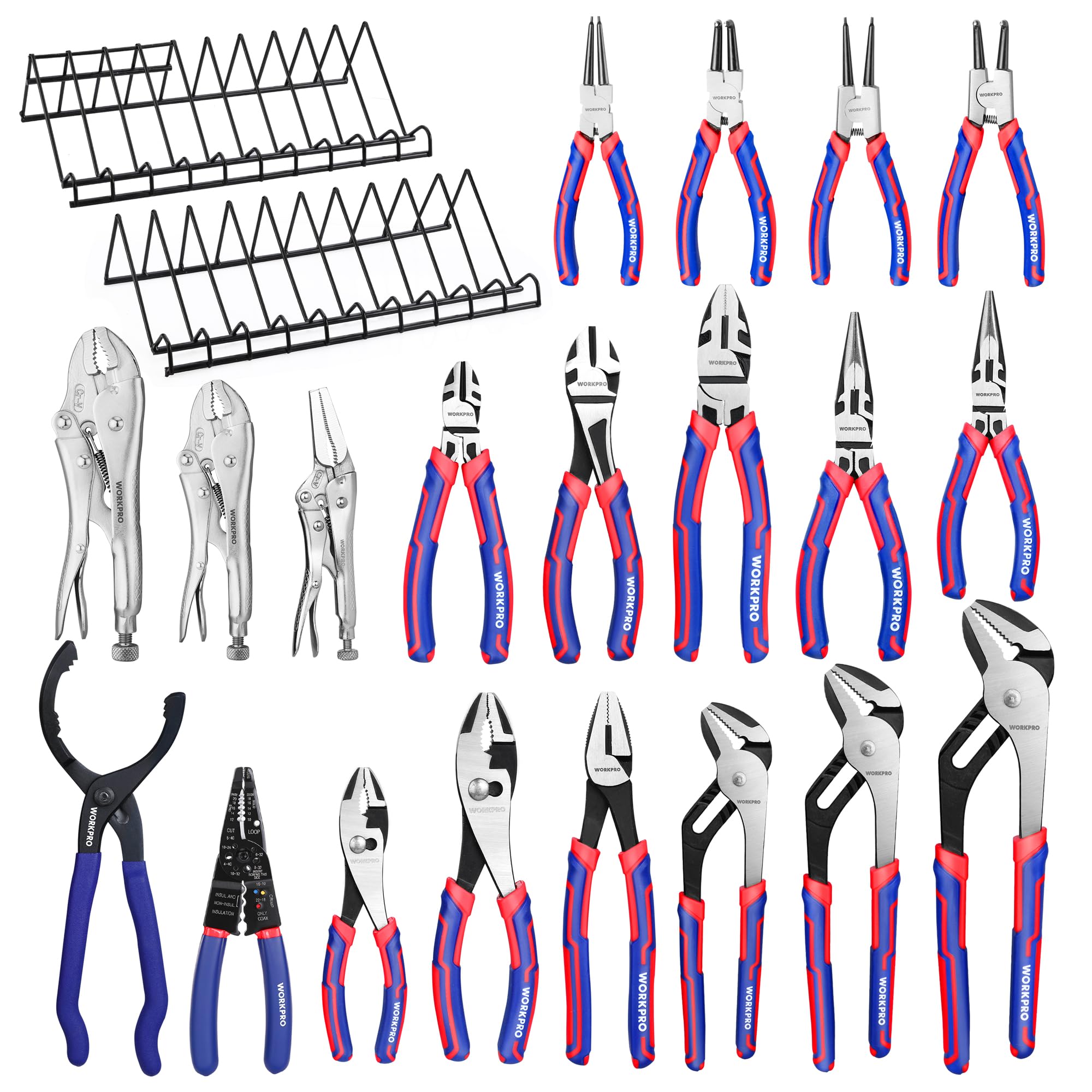 WORKPRO 20-piece pliers set displayed for full toolkit organization