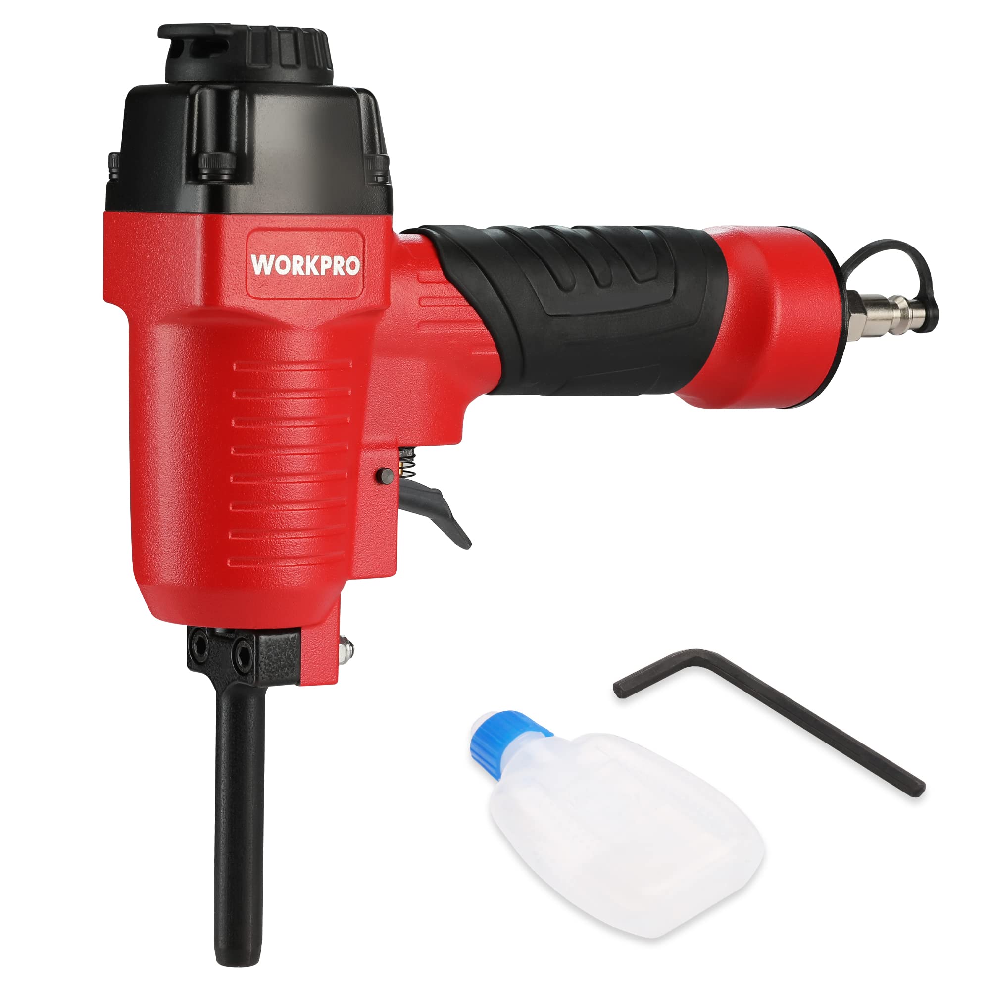 WORKPRO Pneumatic Nail Remover nose detail for tight spaces and quick nail removal