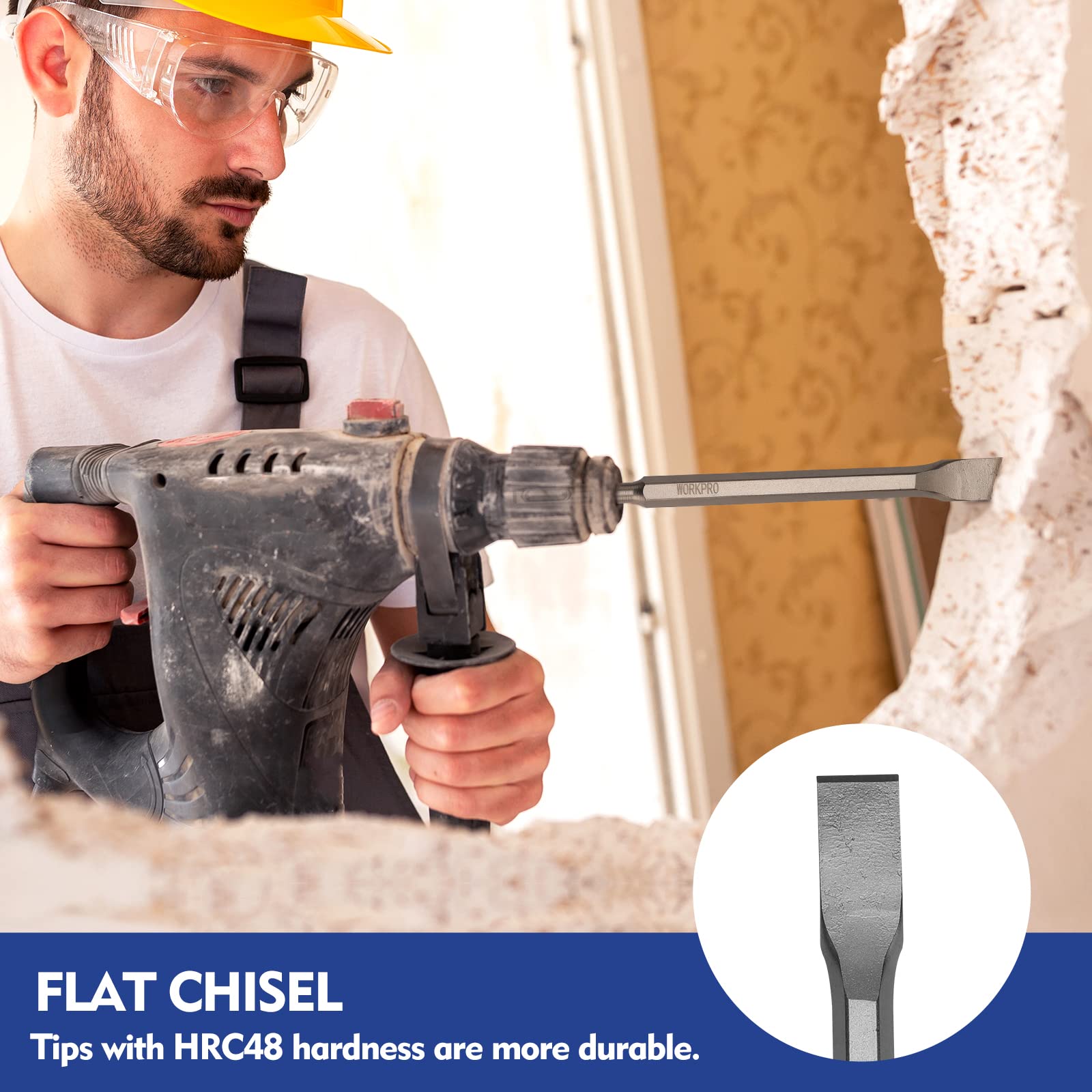 WORKPRO point chisels for precise masonry shaping