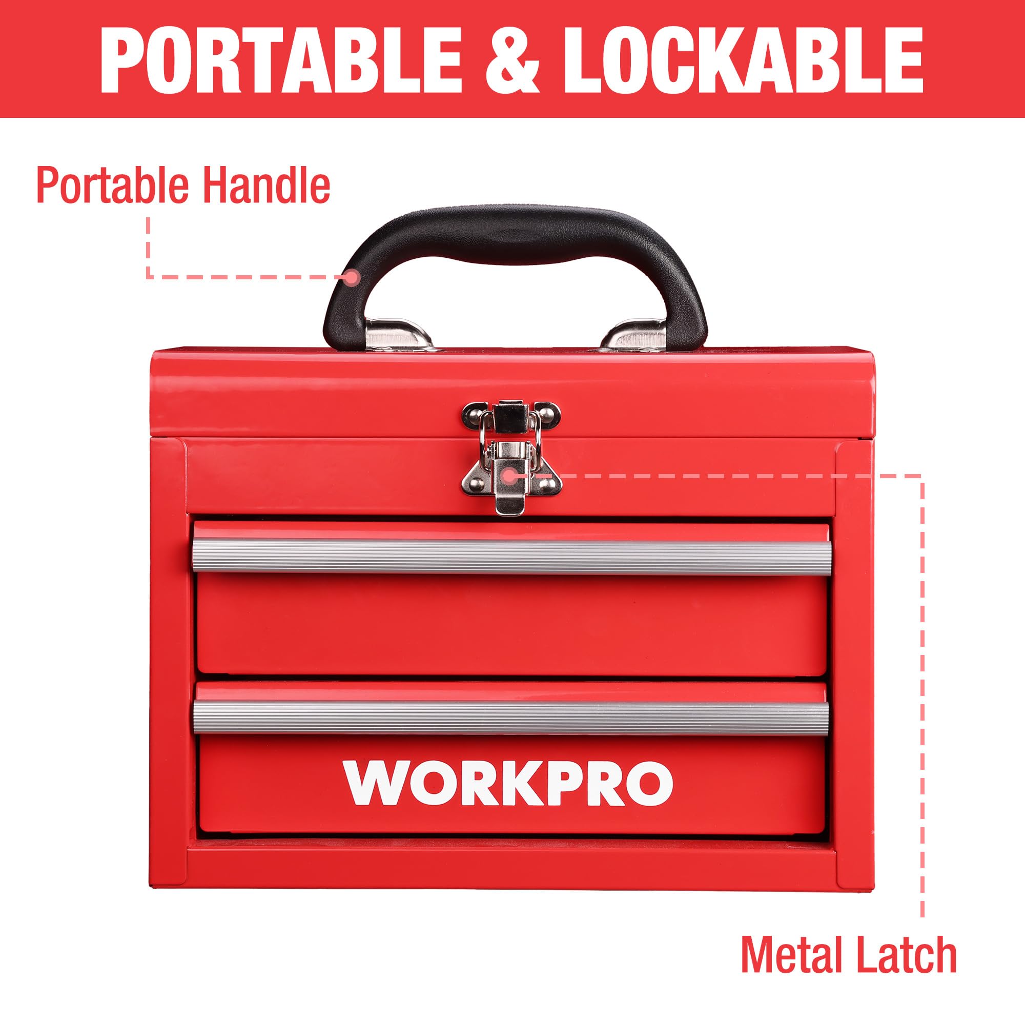 WORKPRO mini toolbox in macaron color adds cheerful organization