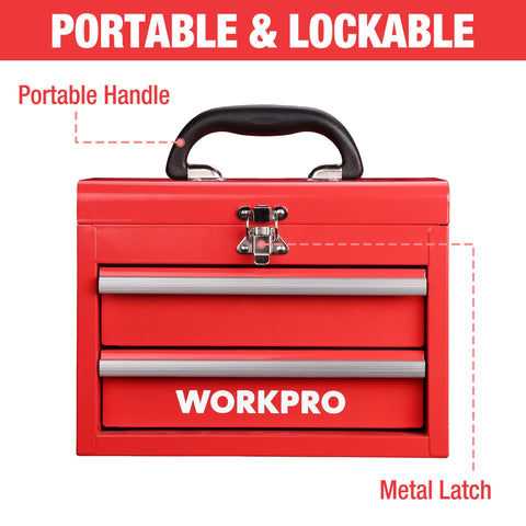 WORKPRO mini toolbox in macaron color adds cheerful organization