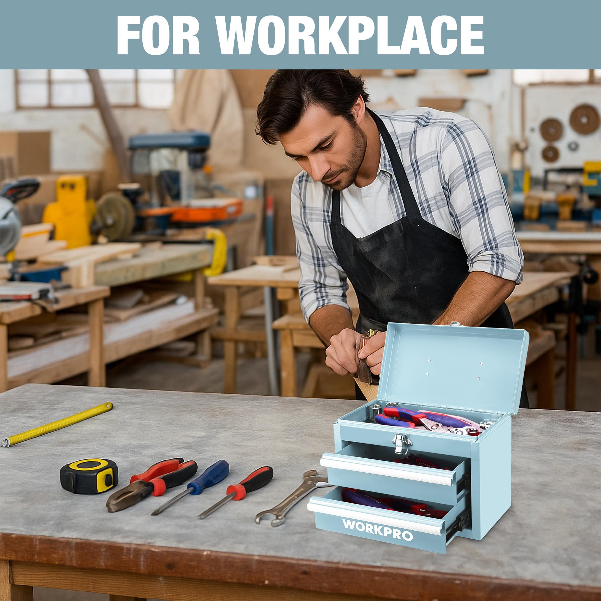 WORKPRO PVC liners dampen tool movement and reduce noise inside drawers